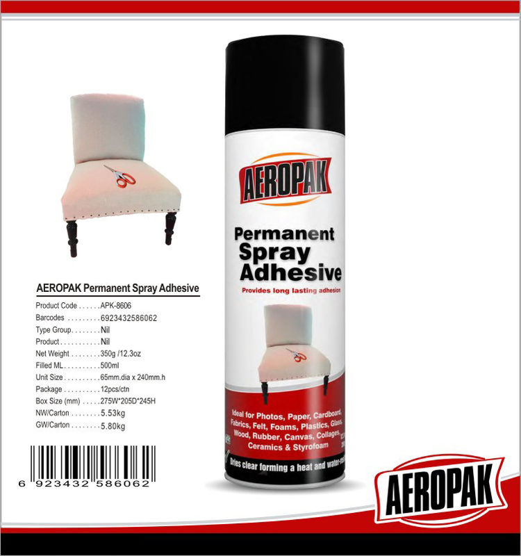 Adhesive Clinging Upholstery Spray Glue Low Mist For Wood / Glass / Paper