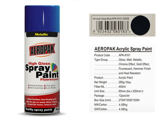 kwaliteit AEROPAK Deep Blue Fast Dry High Spray Rate Aerosol Spray Paint voor auto&#039;s en metaal Fabriek