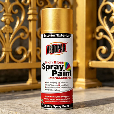 Aeropak 400ml acryl hoogglans metallic voor groothandel aangepaste kleur OEM gouden spuitverf vloeibare coating Automotive Home